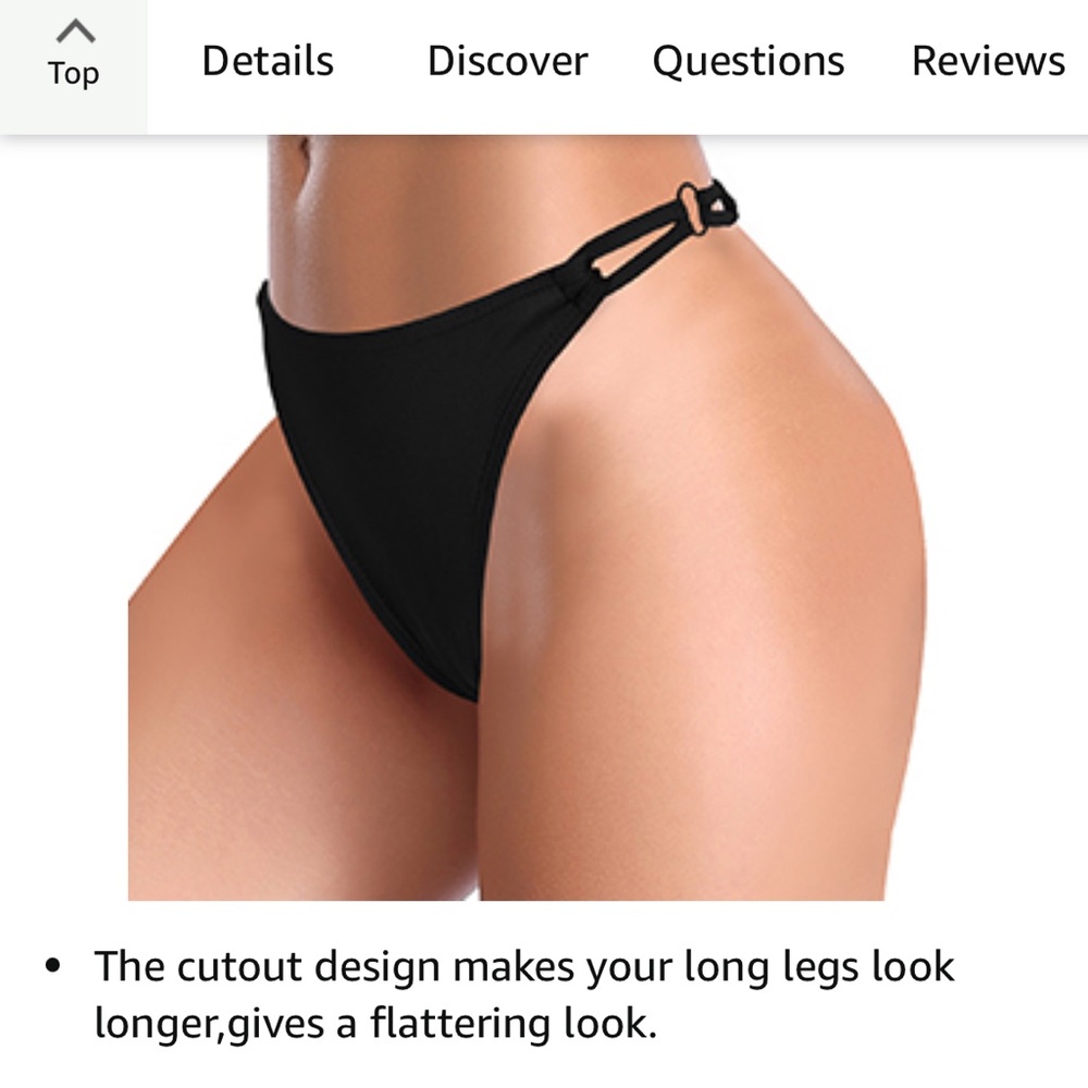 SHEKINI Women's Black Bikini Bottom Cutout